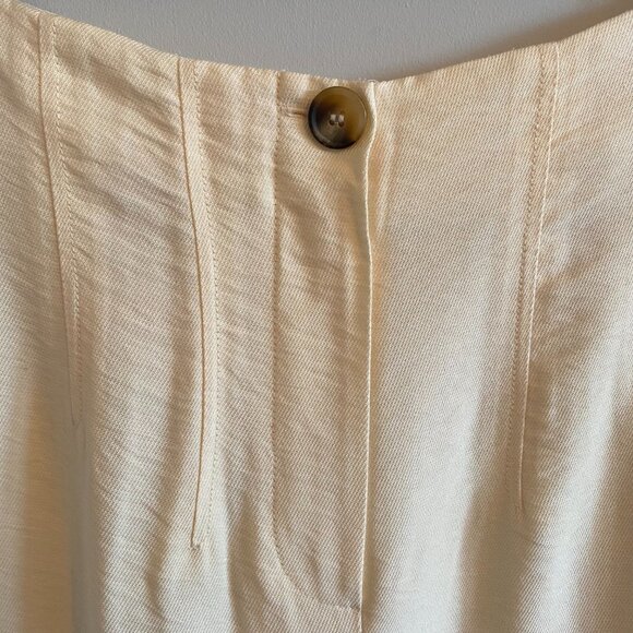 Topshop Wide-leg Cropped Cream Trousers Summer Pants - Picture 4 of 9